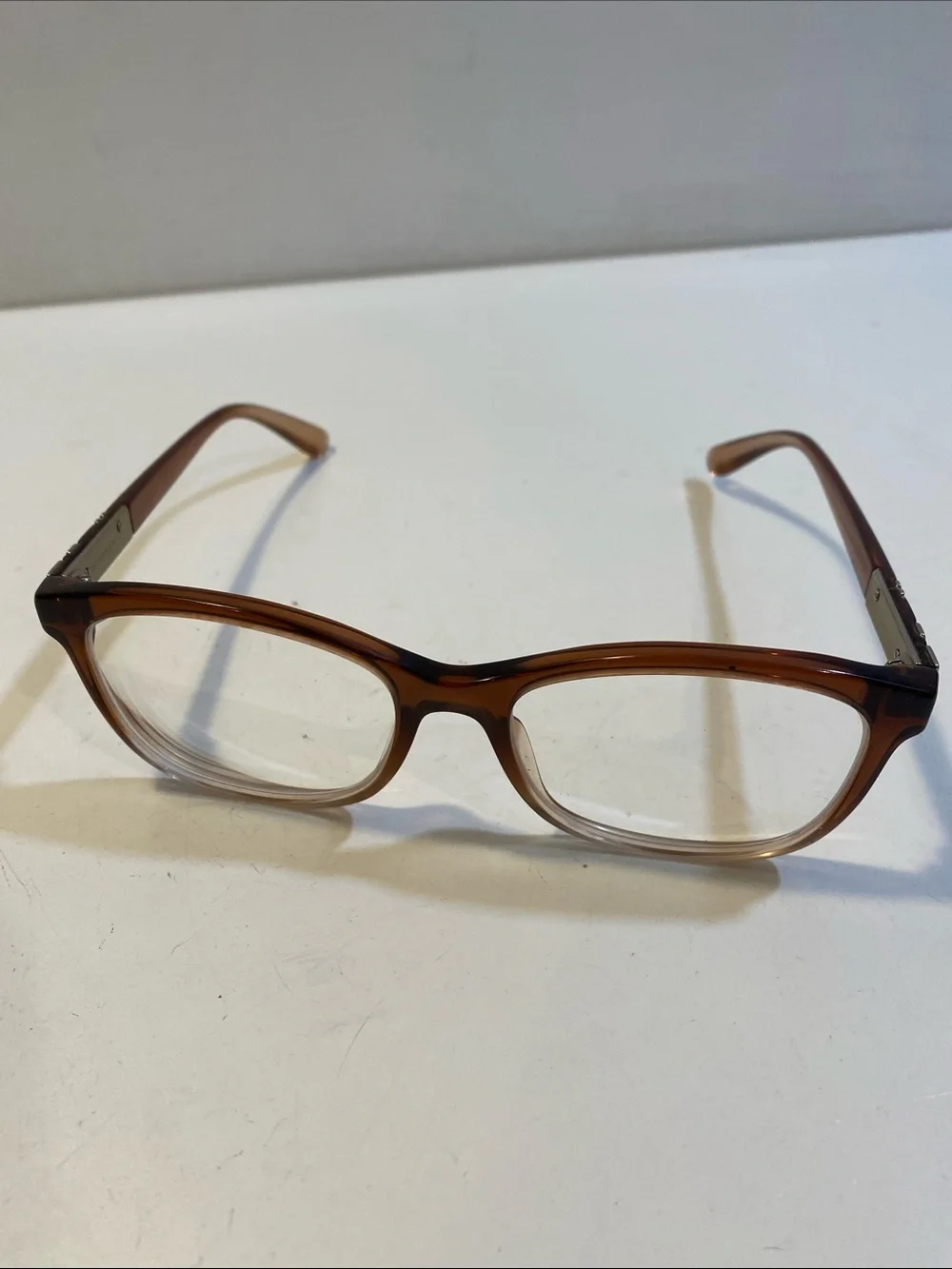 BURBERRY Brown Rectangular  Glasses with Metallic Accent